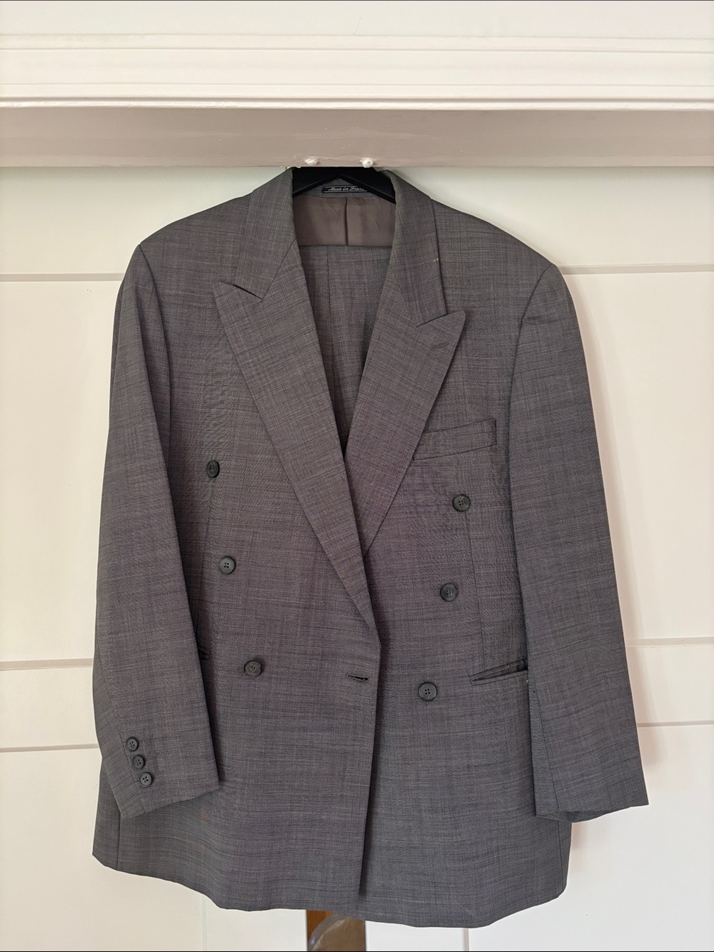 Pierre Cardin Double-Breasted Gray Suit Blazer